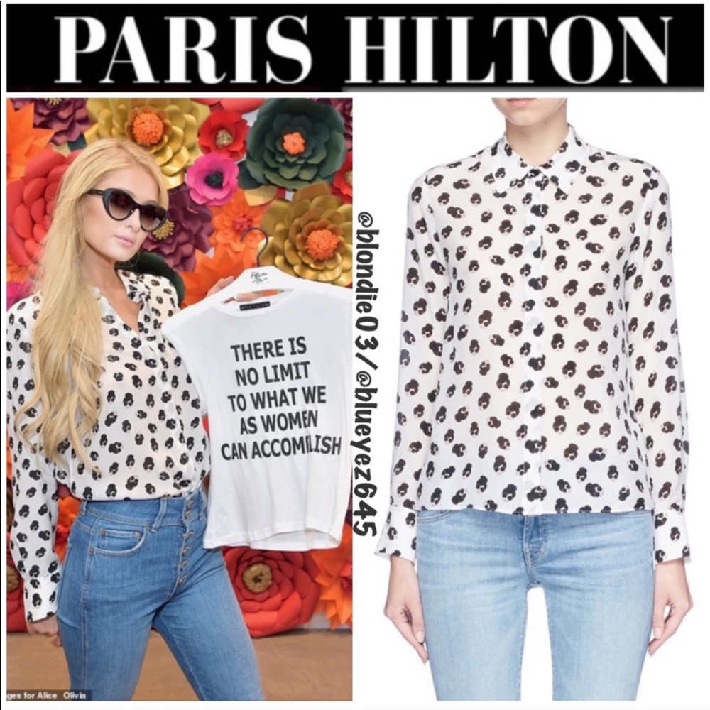 Alice+Olivia Willa Stace Face button down shirt XS